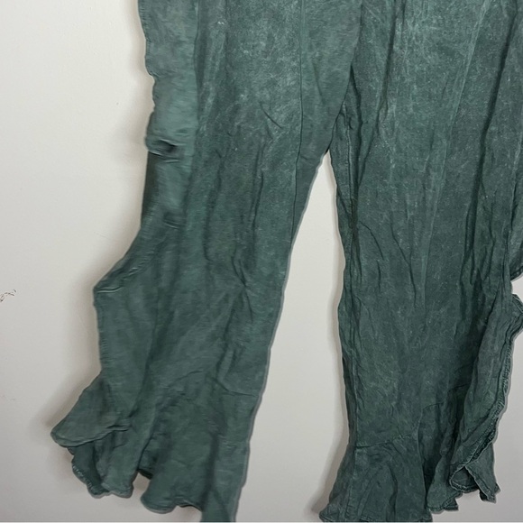 Figwood North Shore Green Ruffled Rayon Pull On Harem Pants Size Small - Picture 10 of 11